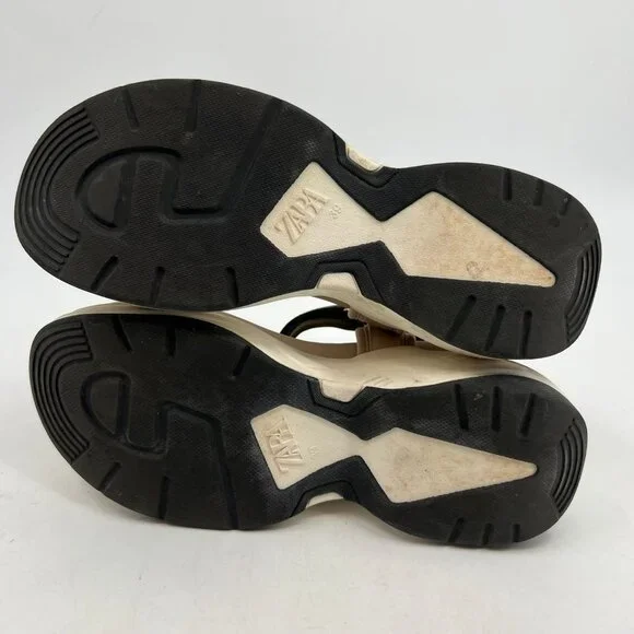 Zara Green Black Chunky Velcro Sandals | Women's Size 39EU - Picture 9 of 9